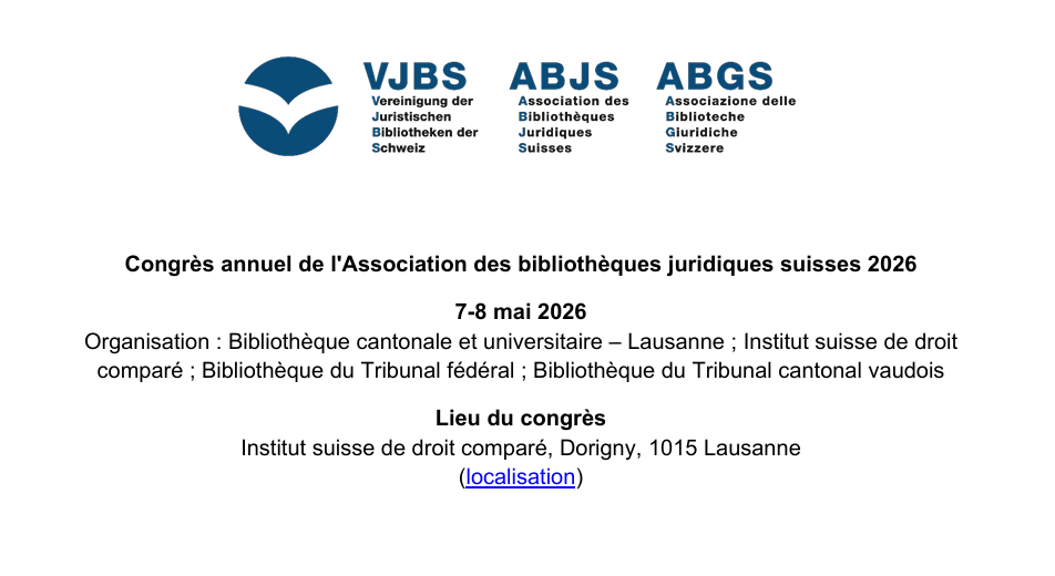 Congrès de l’Association des bibliothèques juridiques suisses 
